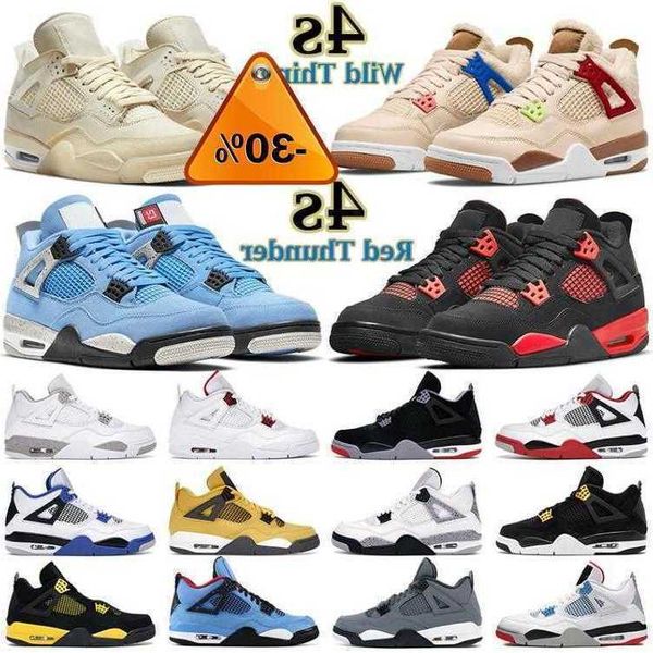 

2022 mens women basketball shoes 4s jumpman 4 red thunder wild things university blue black cat fire motorsports sail metallic purple men