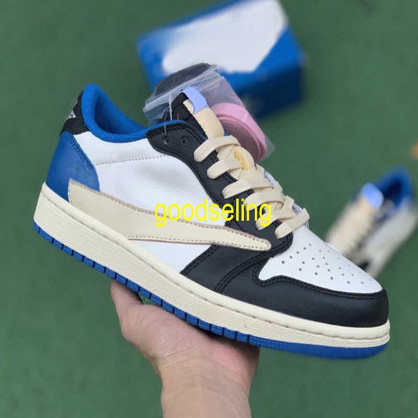 

golf shoe fragment x ts - jumpman 1 low mens womens basketball shoes hip hop the designer black white blue soft leather outdoor fashion snea