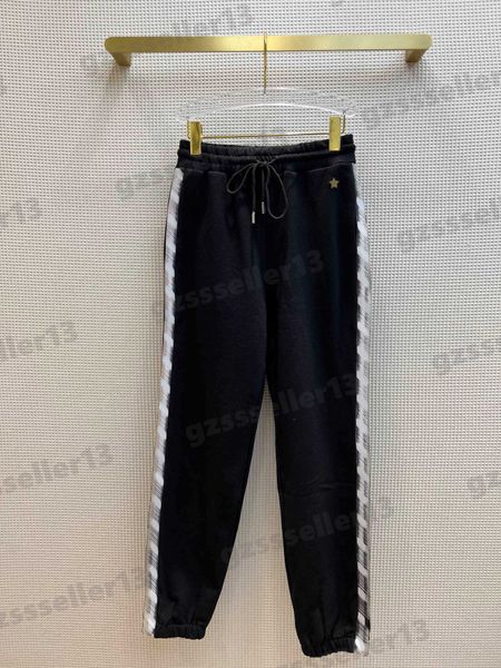 

luxury women pants elastic waist lace-up legging casual pants side webbing letters decorated with comfortable fabric trousers designer women, Black;white