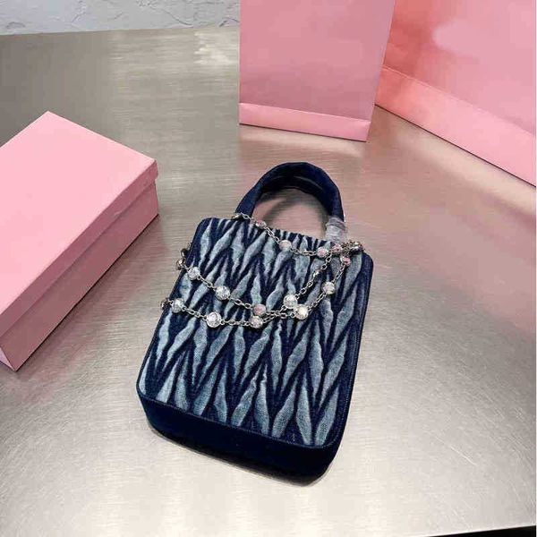 

totes miubag designer mini tote bag denim diamond handbag tote women wrinkled handbags womens classic large capacity shopping bags lady purs
