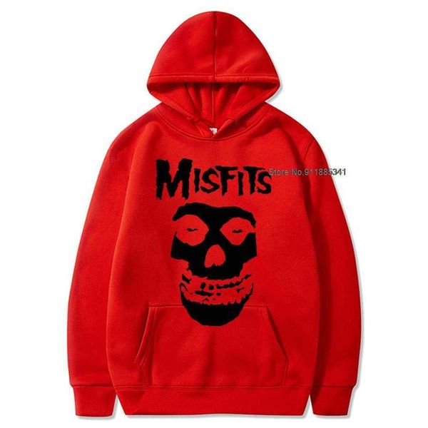 

men's hoodies sweatshirts autumn winter hoodie new men's hip-hop punk skull misfits brand cotton long-sleeve hoodie marve warm men, Black