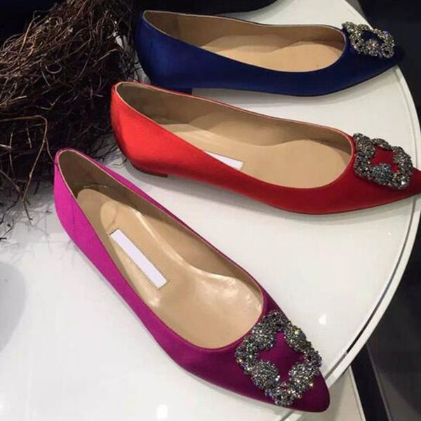 

15 colors crystal bling rhinestone slippers flats casual shoe woman pointed toe slik loafer spring leather wedding shoes moccasins, Black