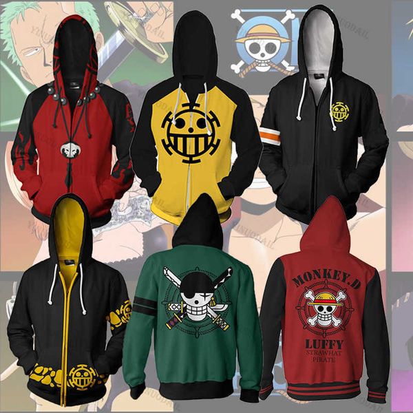 

men's hoodies sweatshirts anime one piece hoodies 3d print pullover sweatshirt monkey d luffy ace sabo shanks law battle tracksuit outf, Black