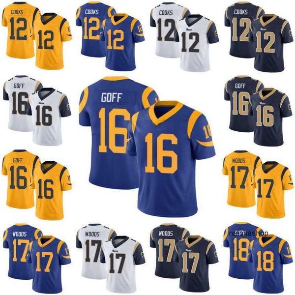 

jersey los''angeles''rams''men #12 brandin cooks 16 jared goff 17 robert woods 18 cooper kupp limited'&#0, Black