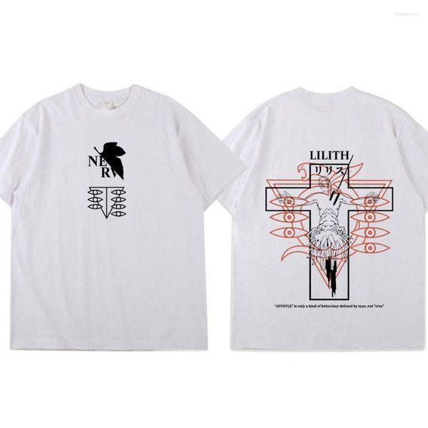 

men's t shirts casual short sleeve oversized tshirt cool japan anime rei ayanami lilith cosplay shirt men manga streetwear t-shirt, White;black