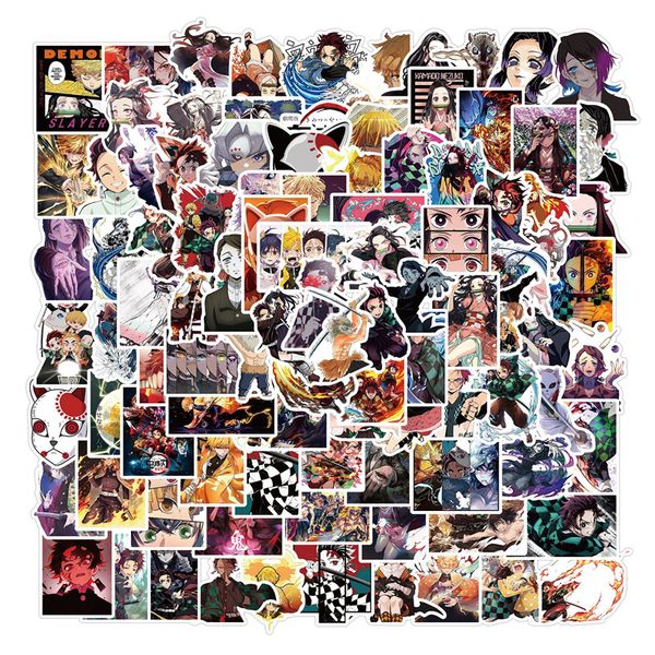 

100pcs anime demon slayer stickers water bottle laptravel case car skateboard motorcycle bicycle luggage guitar bike