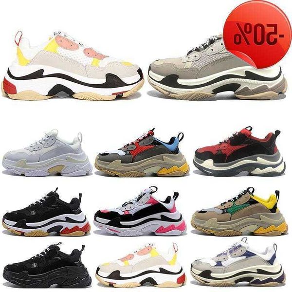 

triple s mens womens designer casual shoes paris 17fw low old dad sneaker combination soles fashion size 36 -45, Black