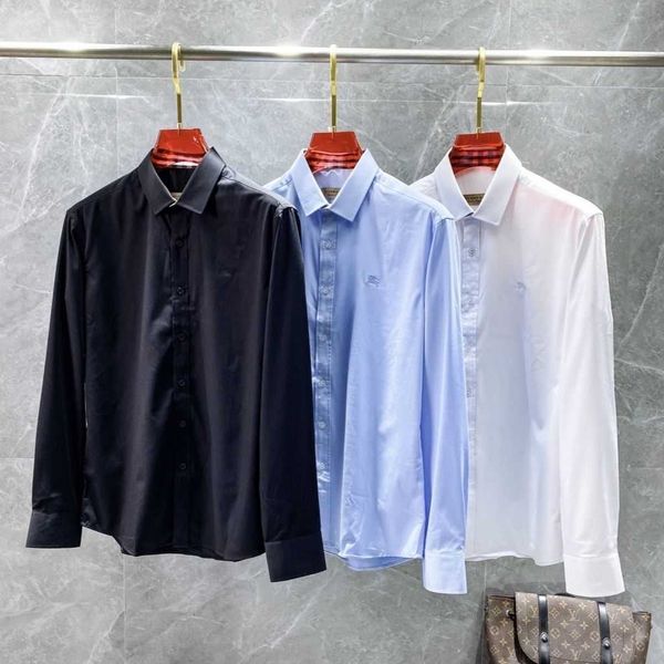 

burbrerys mens jackets coats buryerrys original three standard mens long sleeve shirt classic cotton solid color embroidery war horse britis, White;black