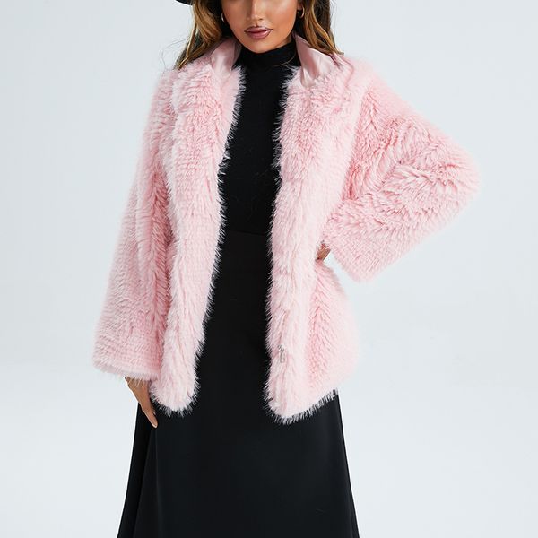 

women coat winter outdoor warmth faux fox fur pure color multicolor hooded jacket casual fashion leisure street thanksgiving gift long sleev, Black