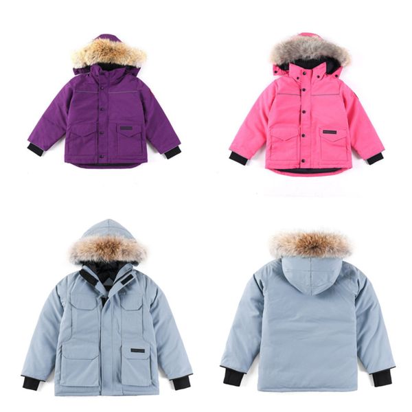 

kids children down coat white duck down jackets boys girls expedition parka goose winter warm coats baby clothes with badge hooded 2022 thic, Blue;gray