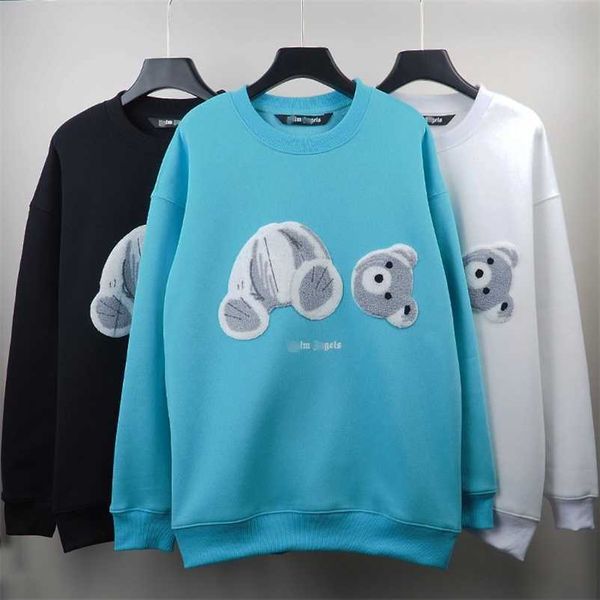 

designer mens hoodies palms/angels chao brand severed bear embroidery plush round neck long sleeve sweater mens and womens bf high street co, Black