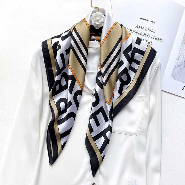 

scarves silk scarf square print shawl head wraps for women bandana female neckerchief fashion bag lady hair band foulard summer g221007, Blue;gray