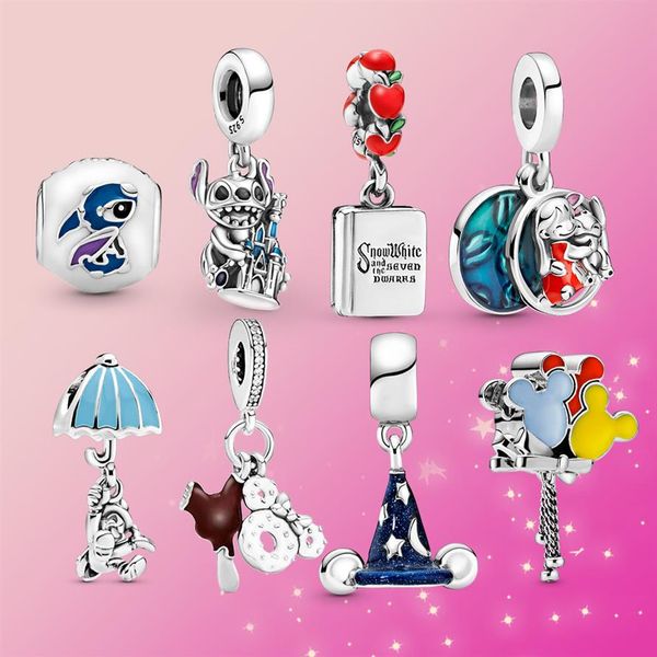 

authentic 925 sterling silver charm stitch dangle magic hat charm bead jewelry fit original pandora bracelet women jewelry gift258v, Black