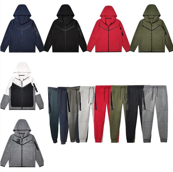 

tech fleece deisnger tech fleece hoodie men man two zip jacket techfleece hoodies long sleeve jackets jogger tracksuit mens tracksuits sweat, Black
