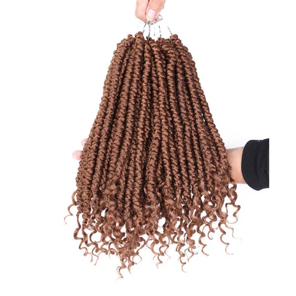 

12 inch spring senegalese twist crochet hair crochet twist hair with curly ends spring twist crochet braids 12strands/pcs ls27, Black