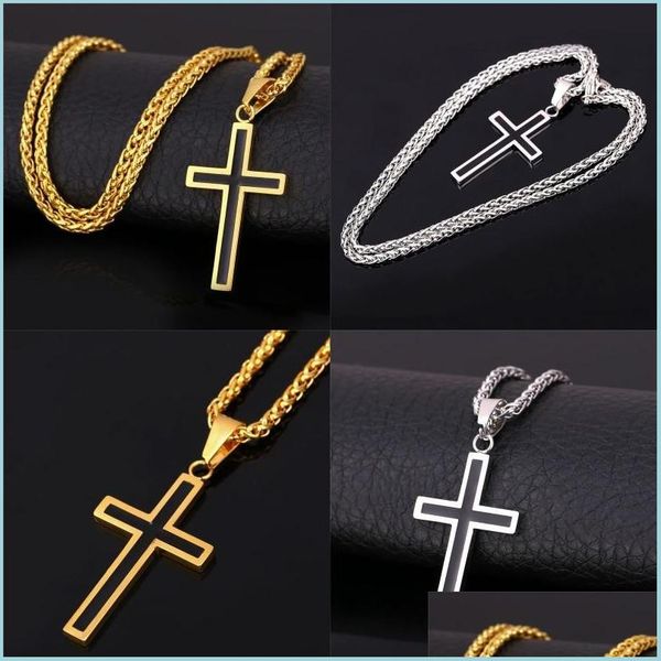 

pendant necklaces cross pendant necklace alloy titanium steel gold sier color chains men minimalist jewelry chain fashion 2 5nc g2b d dhug2, Silver