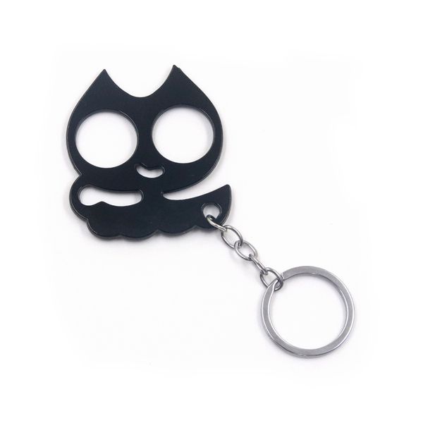 

key chain outdoor equipment self-defense self-defense metal cat cuffed fist buckle boys and girls two fingers broken window, Silver