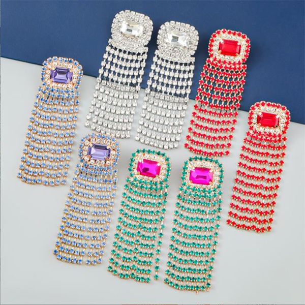 

2022 new chandelier niche design fashion color diamond alloy tassel earrings fashionable woman europe and the united states exaggerated earr, Silver