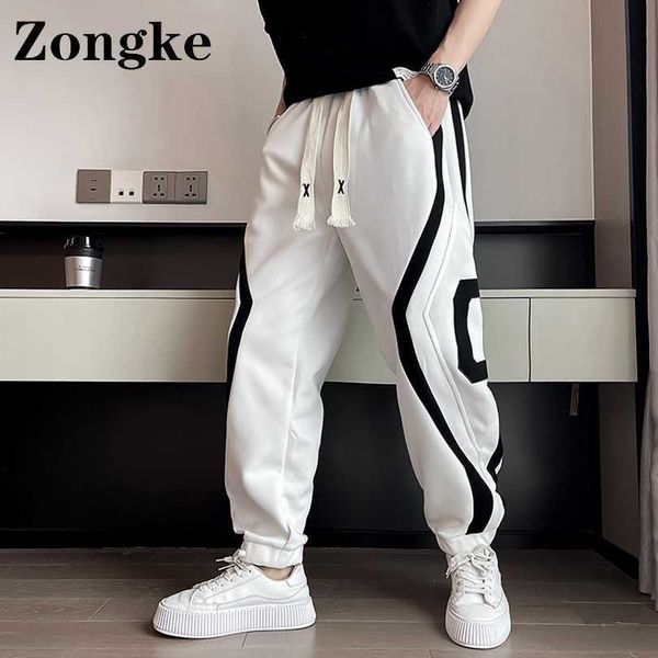 

men's pants zongke streetwear joggers men pants harem chinese size 3xl white sweatpants men trousers fashion 2022 spring new arrivals g, Black