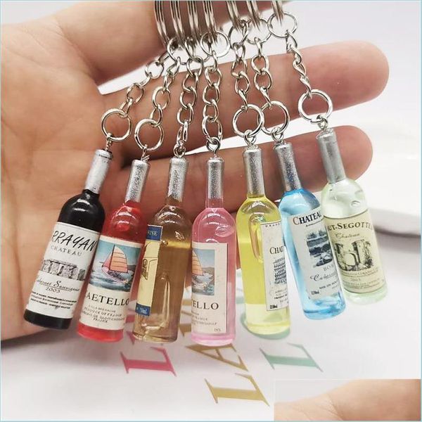 

key rings cute novelty resin beer wine bottle key rings assorted color for women men car bag keychain pendant accessions w bdejewelry dh46f, Slivery;golden