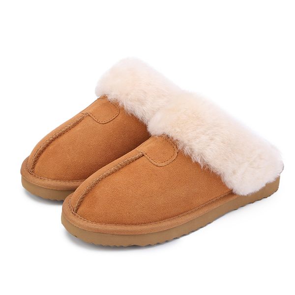 

mujer ugs botas natural fur slippers fashion female winter slippers women warm indoor slippers quality soft wool lady home shoes, Black