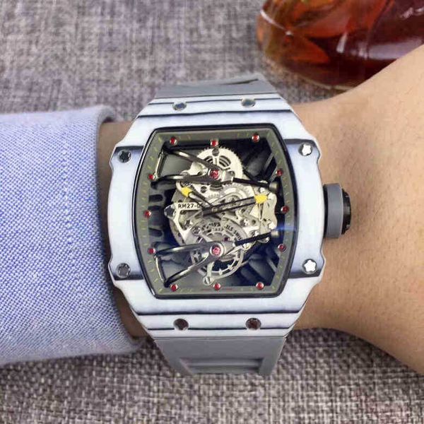 

multi-function superclone watches wristwatch luxury richa milles designer men's wine barrel full automatic mechanical watch hollowed ou, Slivery;golden