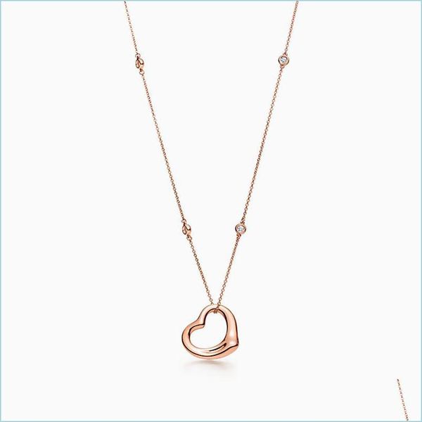 

pendant necklaces original 100% 925 sterling sier classic love double ring shape necklace pendant rose gold elegant jewelry 712 drop dhmkm, Silver
