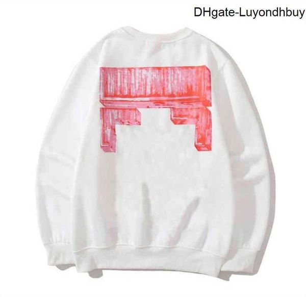 

fashion mens loose offs hoodies brand classic sweatshirts hoodie cotton pullover long sleeved back oil paint arrow x men women, Black