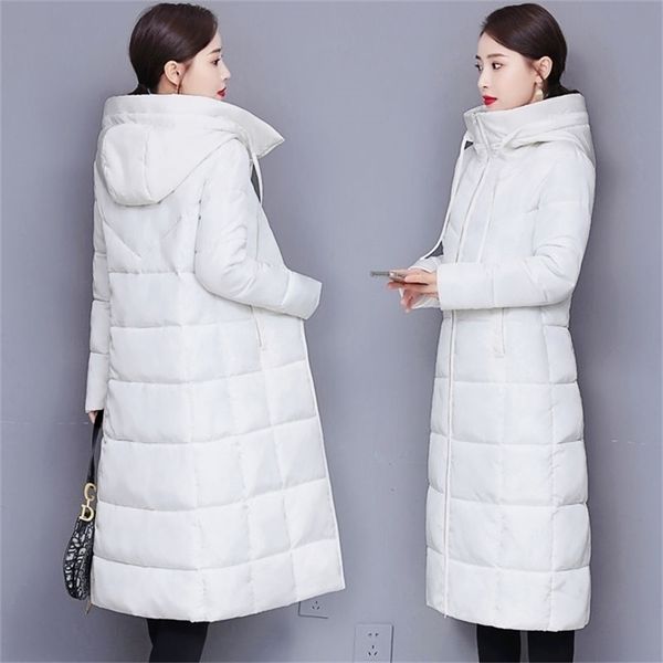 

women's down parkas winter parkas hooded down cotton women jacket windproof rainproof thick warm coat fashion 5xl white female long sno, Black