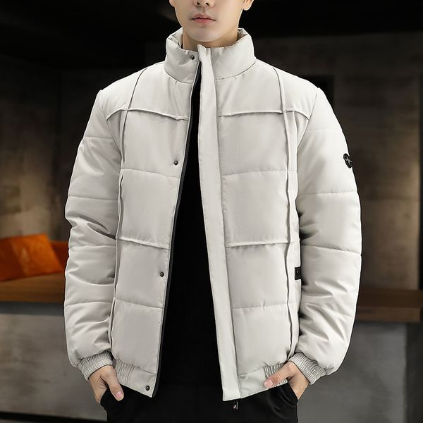 

men's down parkas autumn plus size puffer jacket men stand collar street fashion clothing cotton padded coats casual jackets for men sl, Black