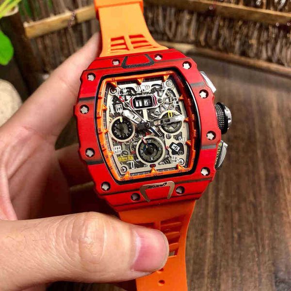 

multi-function superclone watches wristwatch luxury richa milles designer chao red carbon fiber men's fully automatic mechanical watch, Slivery;brown