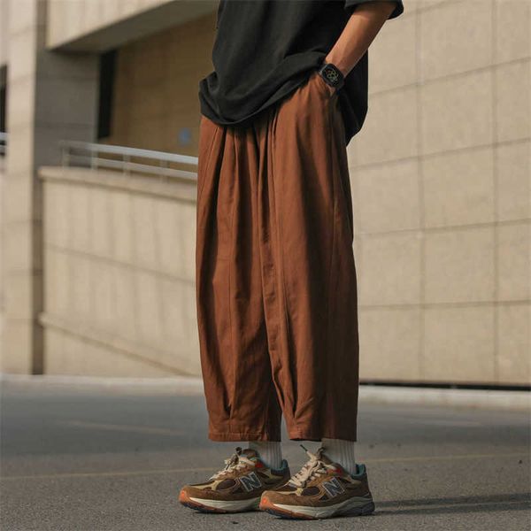 

men's pants summer cotton linen men fashion retro casual mens japanese streetwear loose hip hop straight trousers g221007, Black