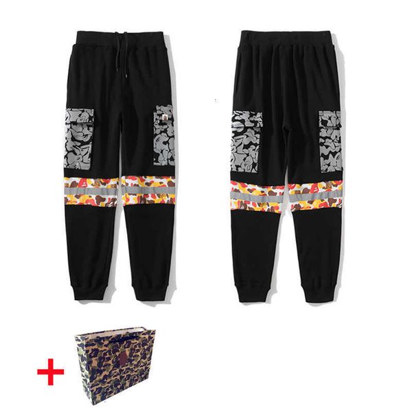 

men's pants men's pants shark luminous camouflage casual pant male teen hip-hop sports personality trendy bring tote bag, Black