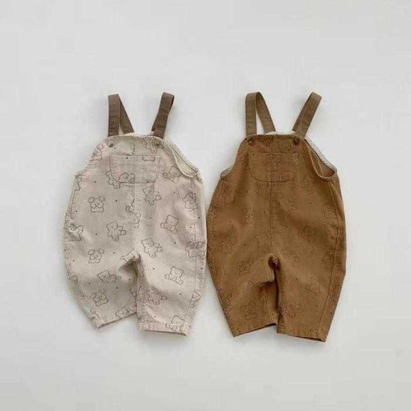 

rompers baby autumn new random bear sling romper baby girl retro allmatch overall toddler cute corduroy jumpsuit one piece j220922, Blue
