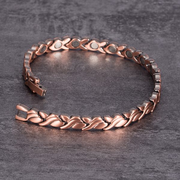 

bangle magnetic pure copper bracelets for women vintage chain health energy magnetic bracelets bangles for arthritis women jewelry 221008, Black