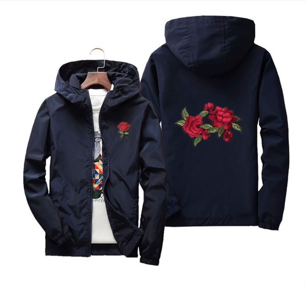 

jacket men zipper hooded 8 styles jackets windbreaker man women rose college floral jacket hip hop slim fit flowers pilot bomber coat print, Black;brown