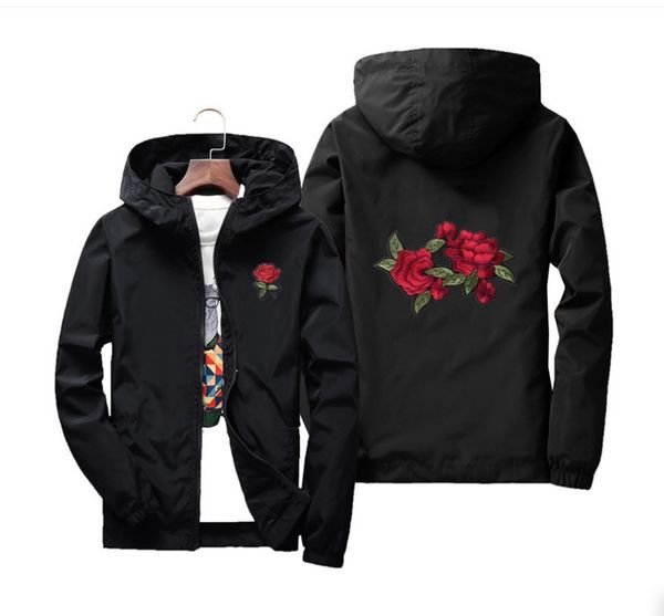 

men jacket designer coat puffer hoodie windbreaker rose luxury jacket windbreakers man women's jackets new fashion white and black rose, Black;brown