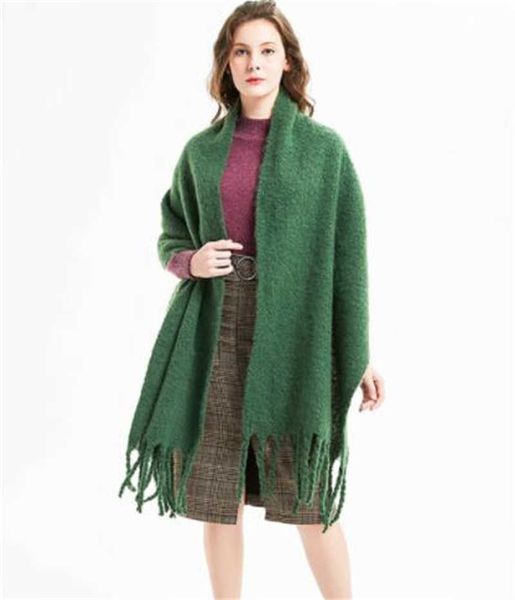 

scarves 2022 luxury brand cashmere womens scarf winter thick warm solid wraps female pashmina long tassel female foulard thick blanket g2210, Blue;gray