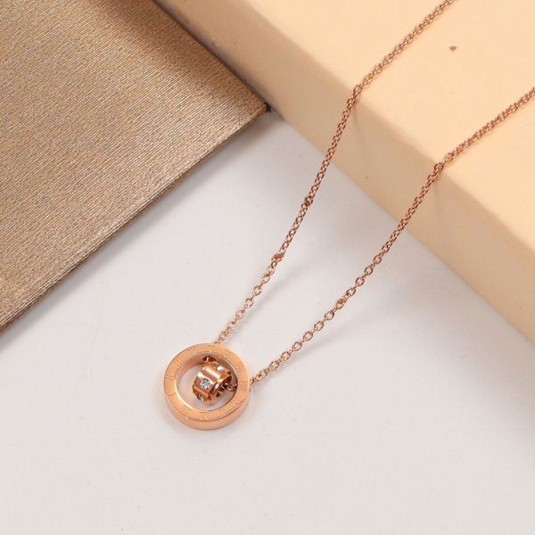 

luxury fashion necklace designer jewelry party sterling silver double rings diamond pendant rose gold necklaces for women fancy dress long c