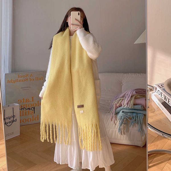 

scarves 2021 new winter scarf women luxury cashmere warm female man pashmina color foulard thick soft large tassel shawl g221007, Blue;gray
