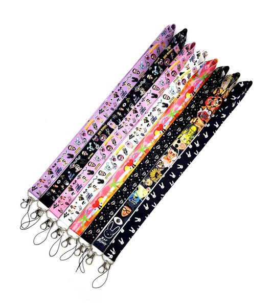 

bad bunny singer lanyard for designer keychain id card pass gym mobile phone usb badge key ring holder neck straps accessories dhgate, Silver
