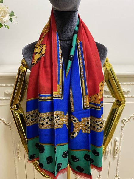 

women's square scarf shawl 100% cashmere material red print letter leopard pattern size 130cm - 130cm, Blue;gray