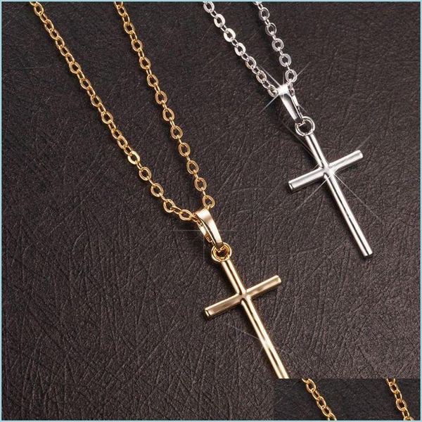 

pendant necklaces cross pendant necklaces simple women men clavicle anti allergy alloy chains fashion jewelry gift 1 2sg q2 drop deli dheoa, Silver