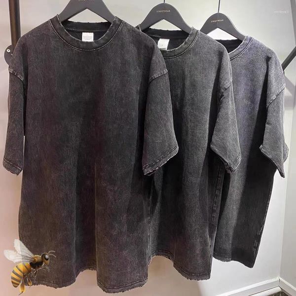 

t-shirts men's t shirts wash distressed blank vintage loose t-shirt men women cotton heavy oversized summer tee round neck, White;black