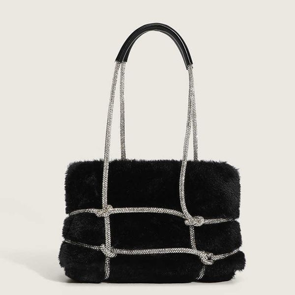 

shoulder bags fashion pluffy women handbags designer diamonds strap luxury soft plush small tote bag faux fur winter purses 2022 221008