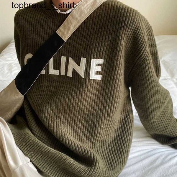 

new men's sweaters designer celins fashion brand men women warm knitted sweaters, White;black