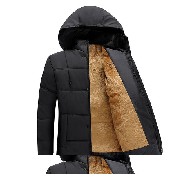 

men's jackets fashion classical parkas solid color fake fluff inner with hooded long sleeve coat warm autumn down coats formal jackets, Black;brown