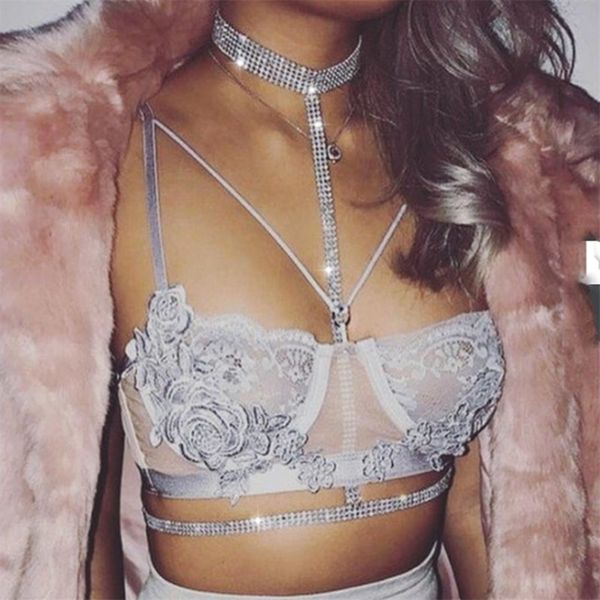 

other brand statement jewelry crystal body necklace chain bra necklace summer boho luxury brassiere women night club gift 221008, Slivery;golden