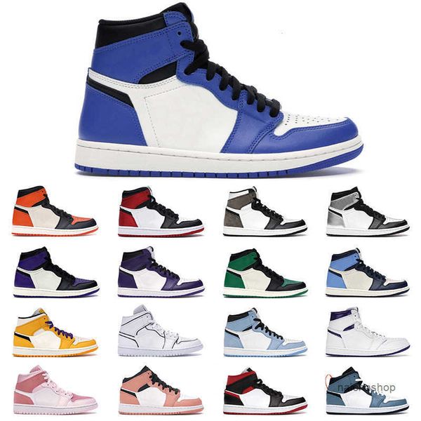 

2022 basketball shoes jumpman 1 1s game royal chicago multi patent rust pink sport sneakers mens trainer size 5.5-12 j og designer shoes, Black