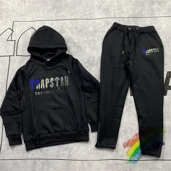 

mens hoodies sweatshirts fw towel embroidered trapstar hoodie men women hooded pullover 221008, Black
